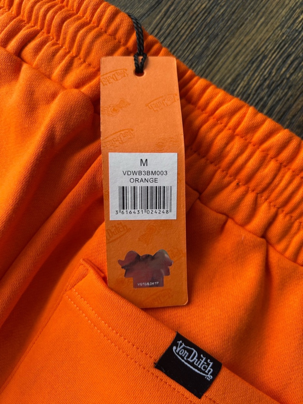 Von Dutch Orange Drawstring Joggers with Logo Patch - Picture 3 of 3
